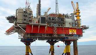 Siri platform with all clamps and cable stays installed and tensioned