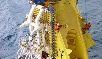 Upper anchor clamps being installed on Siri legs